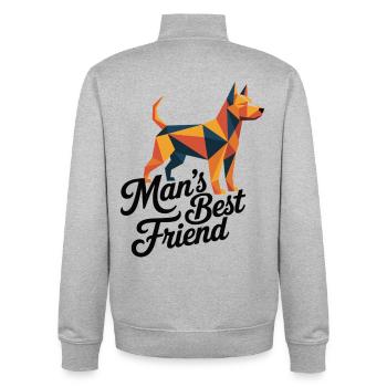 Le meilleur ami de l’homme au t-shirt chien - Sweat zippé unisexe en coton bio Stanley/Stella - gris chiné - Dos - AI Model Male 185 light (185cm)