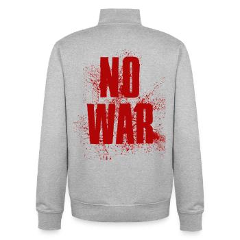 PAS DE GUERRE – Déclaration pour la paix contre la guerre - Sweat zippé unisexe en coton bio Stanley/Stella - gris chiné - Dos - AI Model Male 185 light (185cm)