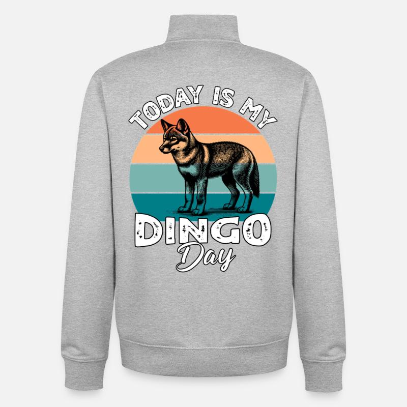 Australischer Wildhund Dingo - Unisex Organic Zip Sweatshirt von Stanley/Stella - Grau meliert