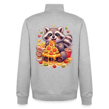 Pizza raccoon with cheese - Unisex Organic Zip Sweatshirt by Stanley/Stella - heather grey - Back - AI Model Male 185 light (185cm)