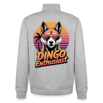 Dingo Australischer Wildhund Tierliebhaber Design  - Unisex Organic Zip Sweatshirt von Stanley/Stella - Grau meliert - Hinten - AI Model Male 185 light (185cm)