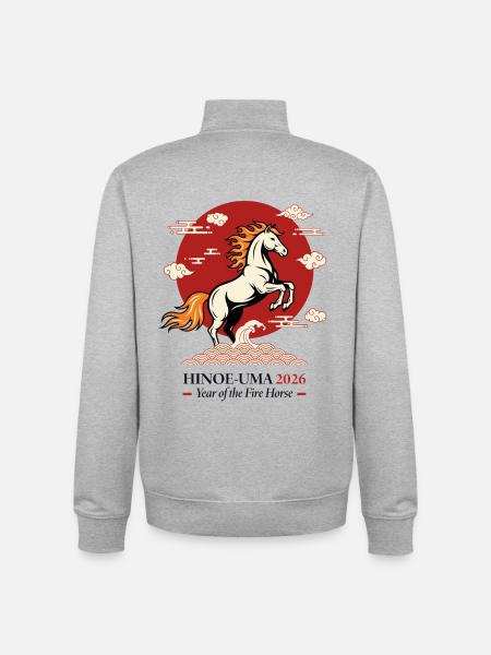 Feuerpferd 2026 Japanisches Sternzeichen - Unisex Organic Zip Sweatshirt von Stanley/Stella - Grau meliert
