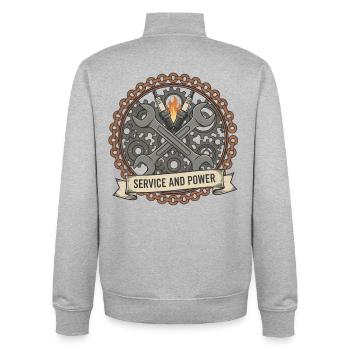 Motorcycle Biker V-Twin Motor Skull Tool Rocker - Unisex Organic Zip Sweatshirt by Stanley/Stella - heather grey - Back - AI Model Male 185 light (185cm)