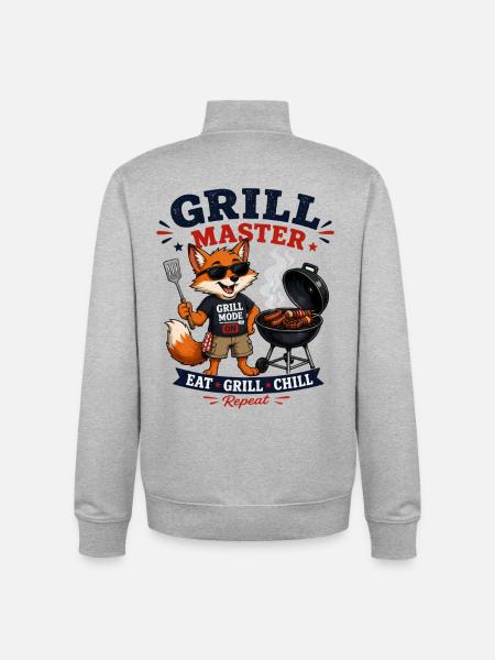 Grillmeister Fox BBQ Motif - Unisex Organic Zip Sweatshirt by Stanley/Stella - heather grey