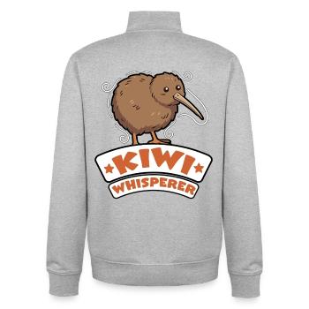 Kiwi Whisperer Neuseeländer Kiwi-Vogel - Unisex Organic Zip Sweatshirt von Stanley/Stella - Grau meliert - Hinten - AI Model Male 185 light (185cm)