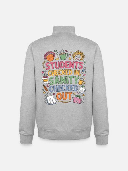 Homeroom Teacher Students Checked In Education - Unisex Organic Zip Sweatshirt by Stanley/Stella - heather grey