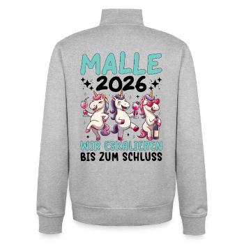 Malle 2026 Wir Eskalieren Einhorn Party Urlaub - Unisex Organic Zip Sweatshirt von Stanley/Stella - Grau meliert - Hinten - AI Model Male 185 light (185cm)