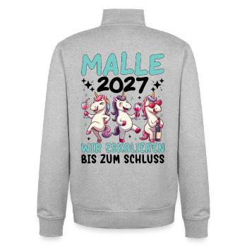 Malle 2027 Wir Eskalieren Einhorn Party Urlaub - Unisex Organic Zip Sweatshirt von Stanley/Stella - Grau meliert - Hinten - AI Model Male 185 light (185cm)