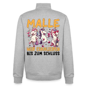 Malle Wir Eskalieren Einhorn Party Urlaub - Unisex Organic Zip Sweatshirt von Stanley/Stella - Grau meliert - Hinten - AI Model Male 185 light (185cm)