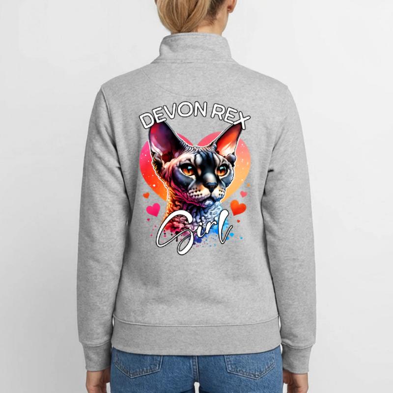 Devon Rex Fille Devon Rex Sweat zippé unisexe en coton bio Stanley/Stella