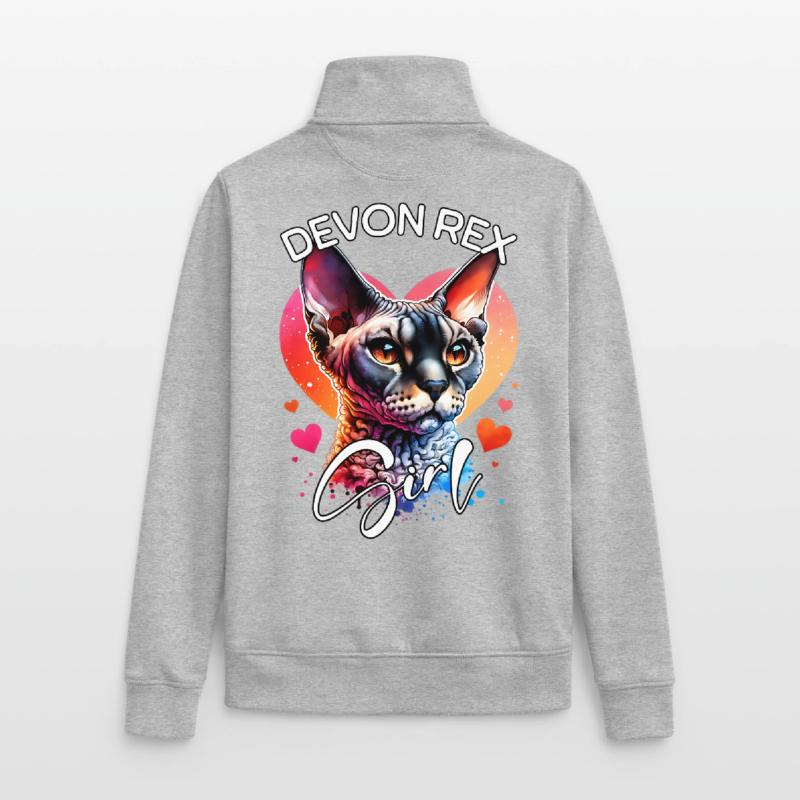 Devon Rex Girl Devon Rex Unisex Organic Zip Sweatshirt by Stanley/Stella