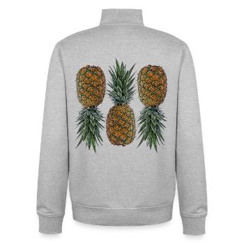 Ananas Retro Veganer und Vegetarier Frucht Design - Unisex Organic Zip Sweatshirt von Stanley/Stella - Grau meliert - Hinten - AI Model Male 185 light (185cm)