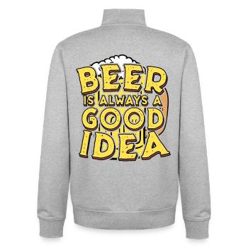 Beer Is Always a Good Idea Retro Quote - Unisex Organic Zip Sweatshirt by Stanley/Stella - heather grey - Back - AI Model Male 185 light (185cm)