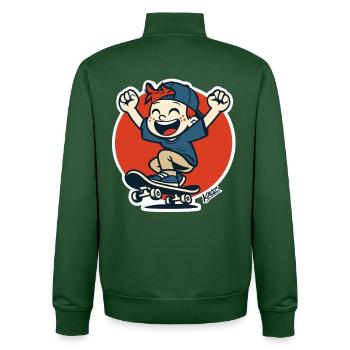 Fröhliches Kind-Skater im Roten Kreis - Unisex Organic Zip Sweatshirt von Stanley/Stella - Flaschengrün - Hinten - AI Model Male 185 dark (185cm)