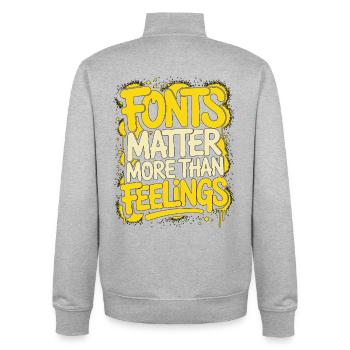 Print Designer Fonts Matter More Graphic Designer - Unisex Organic Zip Sweatshirt von Stanley/Stella - Grau meliert - Hinten - AI Model Male 185 light (185cm)