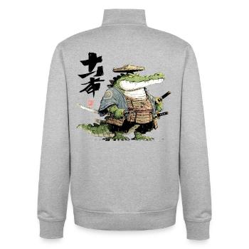 Alligator Samurai Duelist - Unisex Organic Zip Sweatshirt by Stanley/Stella - heather grey - Back - AI Model Male 185 light (185cm)