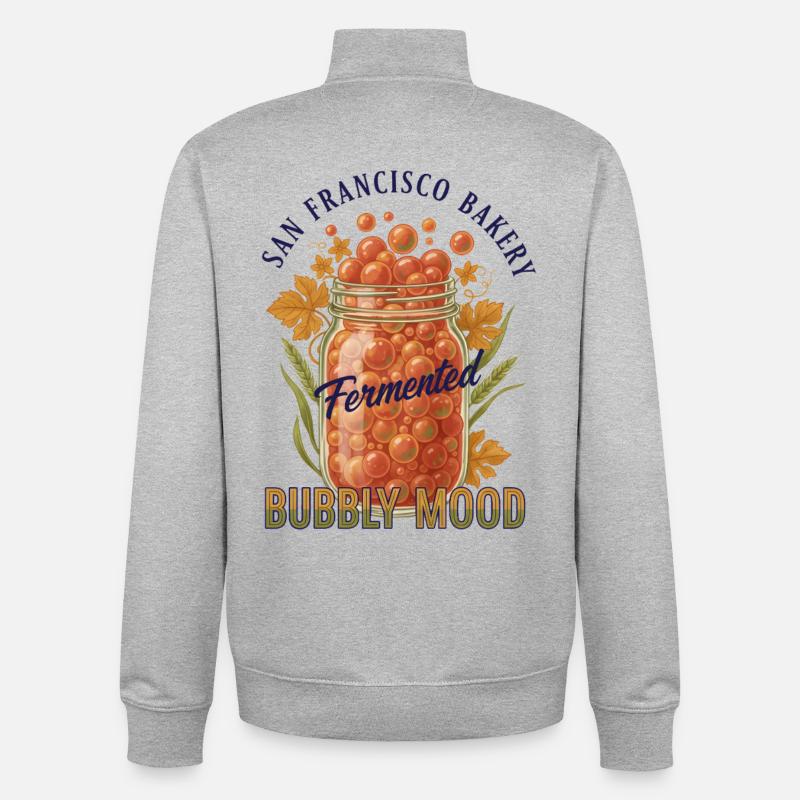 Sourdough Bread Baking Fermented Bubbly Mood - Unisex Organic Zip Sweatshirt by Stanley/Stella - heather grey