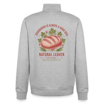Levain pâtisser pâtisserie Baker Levain - Sweat zippé unisexe en coton bio Stanley/Stella - gris chiné - Dos - AI Model Male 185 light (185cm)