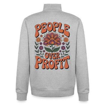 Anti-Capitalist People Over Profit - Unisex Organic Zip Sweatshirt by Stanley/Stella - heather grey - Back - AI Model Male 185 light (185cm)