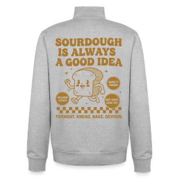 Sauerteig ist immer eine gute Idee, Brot zu backen - Unisex Organic Zip Sweatshirt von Stanley/Stella - Grau meliert - Hinten - AI Model Male 185 light (185cm)