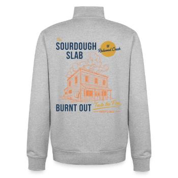 Boulanger au pain au levain La Dalle au levain - Sweat zippé unisexe en coton bio Stanley/Stella - gris chiné - Dos - AI Model Male 185 light (185cm)