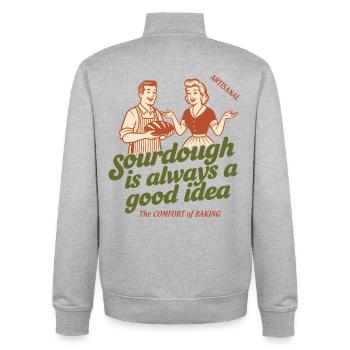 Sauerteig ist immer eine gute Idee Brotbacker - Unisex Organic Zip Sweatshirt von Stanley/Stella - Grau meliert - Hinten - AI Model Male 185 light (185cm)