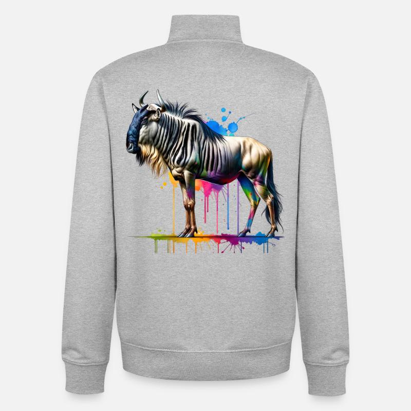 Gnu Geschenk - Unisex Organic Zip Sweatshirt von Stanley/Stella - Grau meliert