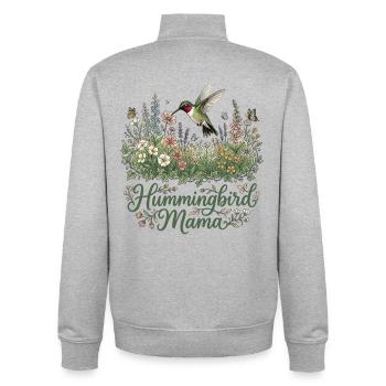 Ruby Throated Hummingbird Mama Mom - Unisex Organic Zip Sweatshirt by Stanley/Stella - heather grey - Back - AI Model Male 185 light (185cm)