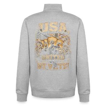 Veterans Day Für Demokraten USA United By Vets! - Unisex Organic Zip Sweatshirt von Stanley/Stella - Grau meliert - Hinten - AI Model Male 185 light (185cm)