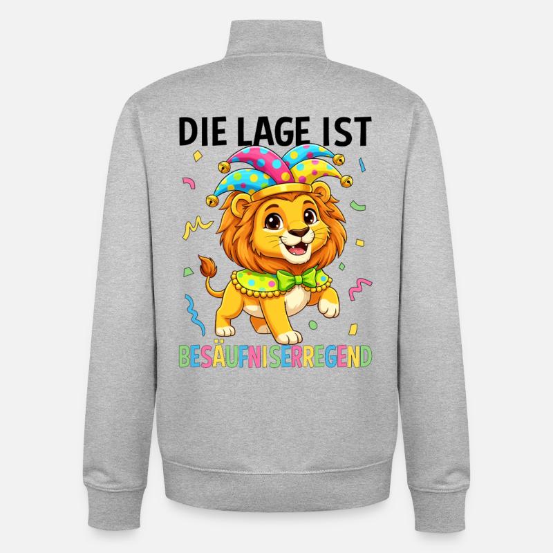 Die Lage Ist Besäufniserregend Löwe - Unisex Organic Zip Sweatshirt von Stanley/Stella - Grau meliert