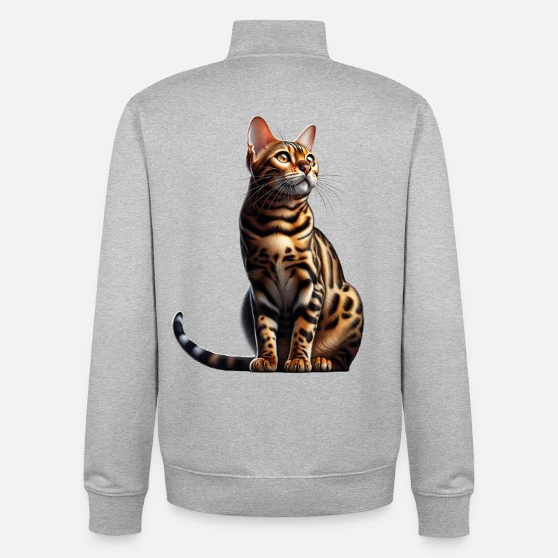 Bengalkatze - Unisex Organic Zip Sweatshirt von Stanley/Stella - Grau meliert