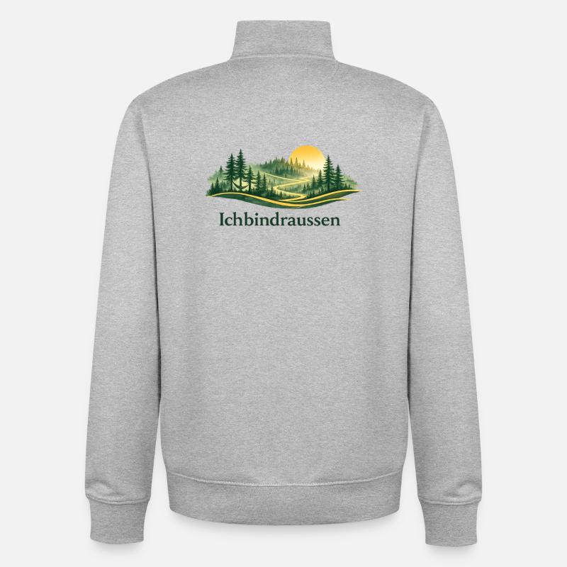 Ich bin draussen - Unisex Organic Zip Sweatshirt von Stanley/Stella - Grau meliert