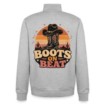 Boots on Beat - Unisex Organic Zip Sweatshirt by Stanley/Stella - heather grey - Back - AI Model Male 185 light (185cm)