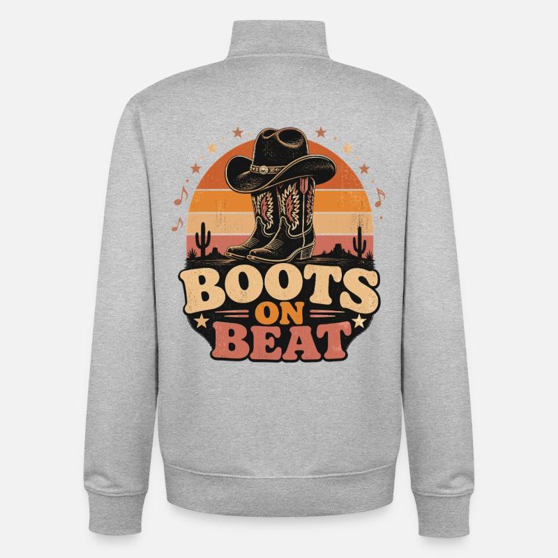 Boots on Beat - Unisex Organic Zip Sweatshirt by Stanley/Stella - heather grey