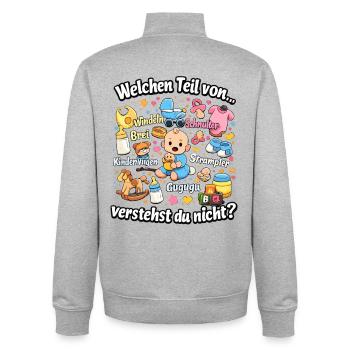 Welchen Teil von Babychaos verstehst du nicht - Unisex Organic Zip Sweatshirt von Stanley/Stella - Grau meliert - Hinten - AI Model Male 185 light (185cm)
