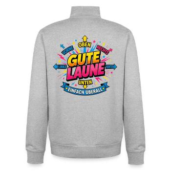 Gute Laune Einfach Überall Spruch Party Motto - Unisex Organic Zip Sweatshirt von Stanley/Stella - Grau meliert - Hinten - AI Model Male 185 light (185cm)