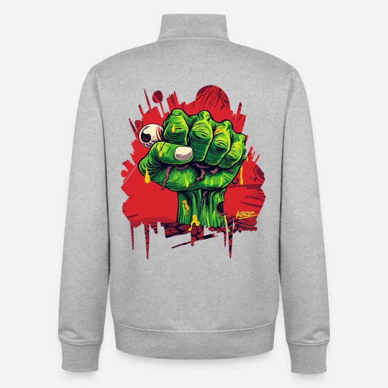 Zombie Fist Graffiti Tee - Unisex Organic Zip Sweatshirt by Stanley/Stella - heather grey