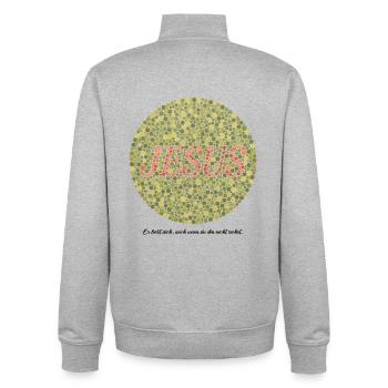 Jesus liebt dich | Glaube | Geschenk - Unisex Organic Zip Sweatshirt von Stanley/Stella - Grau meliert - Hinten - AI Model Male 185 light (185cm)