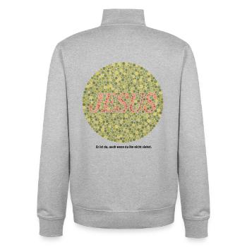 Jesus liebt dich | Glaube | Geschenk - Unisex Organic Zip Sweatshirt von Stanley/Stella - Grau meliert - Hinten - AI Model Male 185 light (185cm)