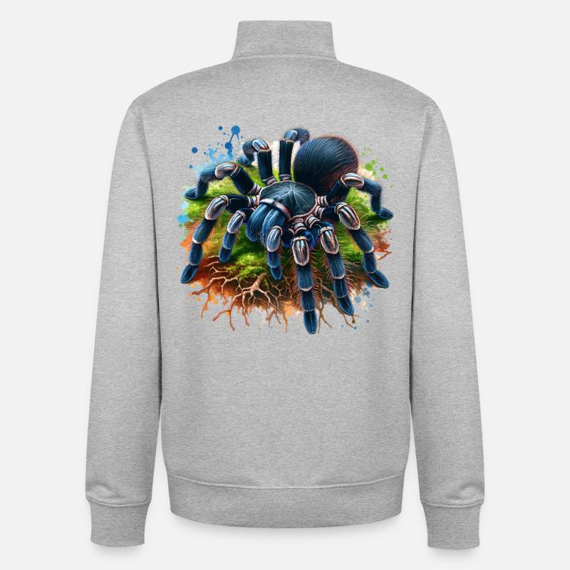 Black Tarantula Gift - Unisex Organic Zip Sweatshirt by Stanley/Stella - heather grey