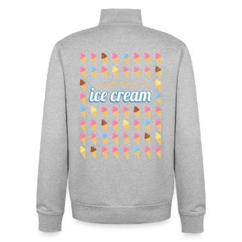 Glace en cornet style gaufre vintage - Sweat zippé unisexe en coton bio Stanley/Stella - gris chiné - Dos - AI Model Male 185 light (185cm)