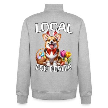 Local Egg Dealer Corgi - Unisex Organic Zip Sweatshirt by Stanley/Stella - heather grey - Back - AI Model Male 185 light (185cm)