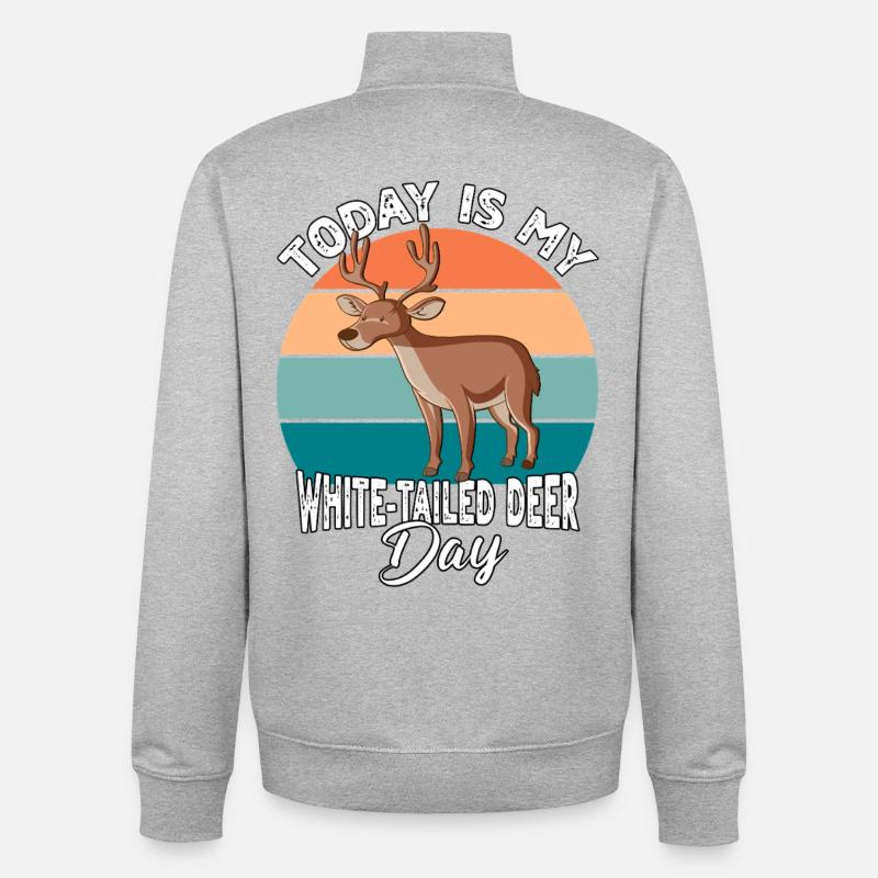 Weisswedelhirsch White-Tailed Deer - Unisex Organic Zip Sweatshirt by Stanley/Stella - heather grey