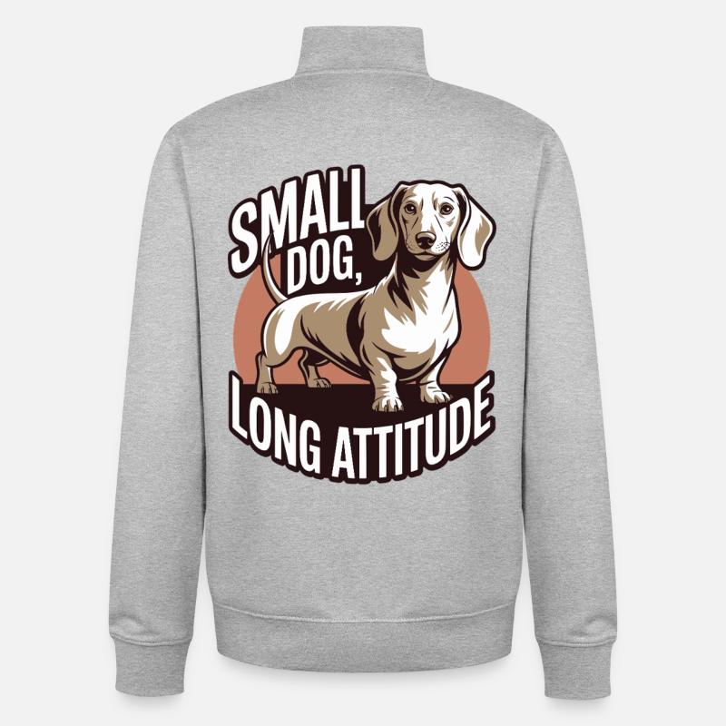 Attitude teckel - Sweat zippé unisexe en coton bio Stanley/Stella - gris chiné