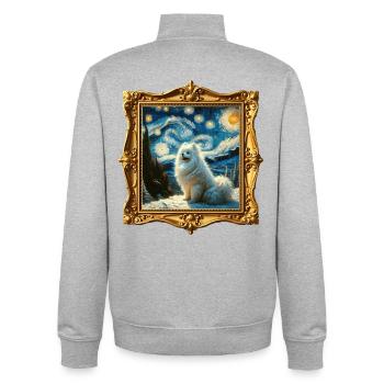 Spitz Zwergspitz Starry Night - Unisex Organic Zip Sweatshirt von Stanley/Stella - Grau meliert - Hinten - AI Model Male 185 light (185cm)