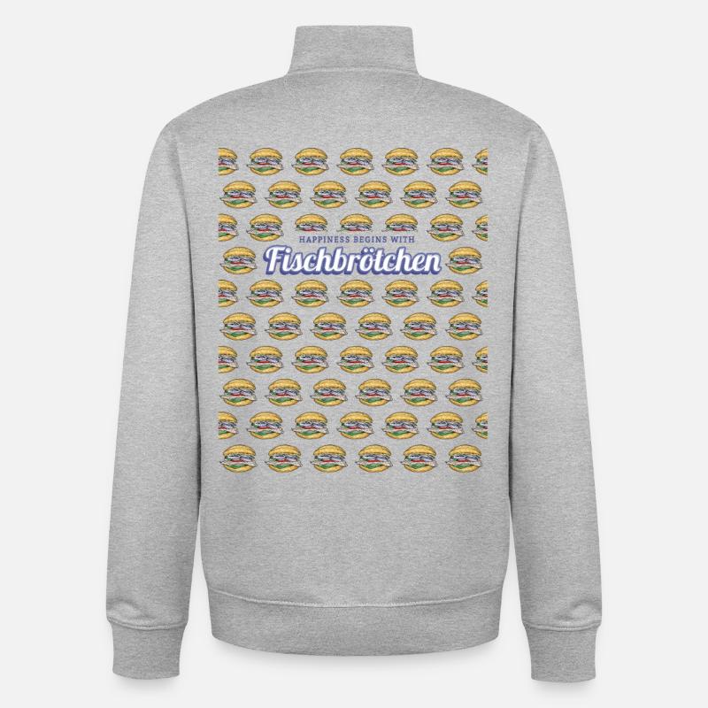 Fischbrötchen mit Matjes oder Bismarckhering - Unisex Organic Zip Sweatshirt von Stanley/Stella - Grau meliert