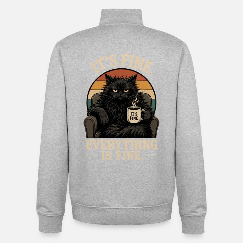 Everything is fine: hangover coffee - Unisex Organic Zip Sweatshirt by Stanley/Stella - heather grey