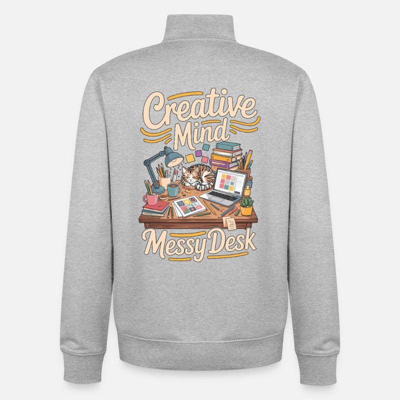 Graphic Designer Creative Mind Visual Designer - Sweat zippé unisexe en coton bio Stanley/Stella - gris chiné