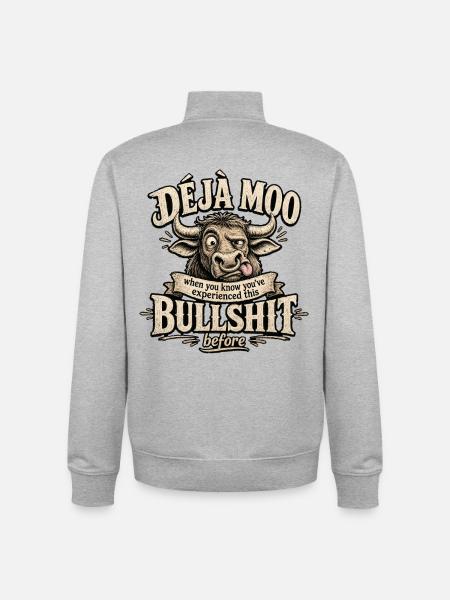 Déjà Moo Cow Humor Saying - Unisex Organic Zip Sweatshirt by Stanley/Stella - heather grey