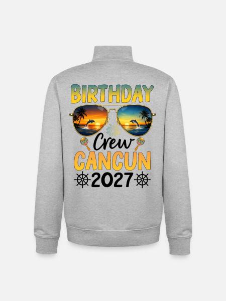 Birthday Crew Cancun 2027 - Unisex Organic Zip Sweatshirt by Stanley/Stella - heather grey
